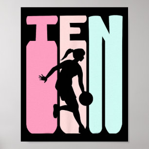 10e verjaardag Retro Basketball Player 10 jaar Poster