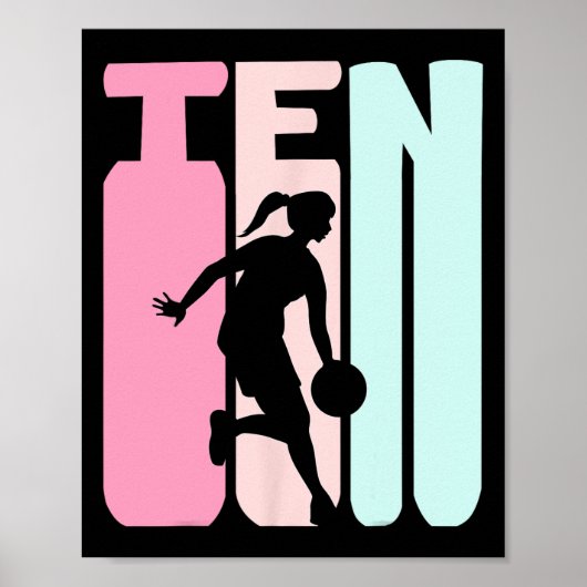 10e verjaardag Retro Basketball Player 10 jaar Poster (Voorkant)
