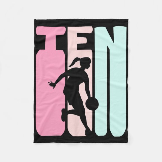 10e verjaardag Retro Bysketbyll Speler 10 jaar oud Fleece Deken (Voorkant)