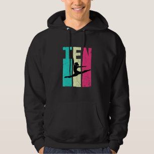 10e verjaardag Retro Gymnastics Girls 10 jaar oud Hoodie