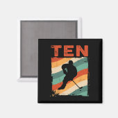10e verjaardag Retro Ice Hockey 10 jaar oude jonge Magneet (Voorkant / Achterkant)