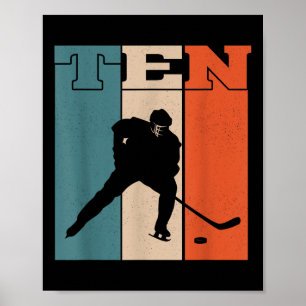 10e verjaardag Retro Ice Hockey 10 jaar oude jonge Poster