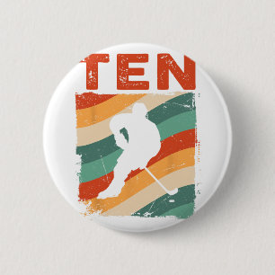10e verjaardag Retro Ice Hockey 10 jaar oude jonge Ronde Button 5,7 Cm