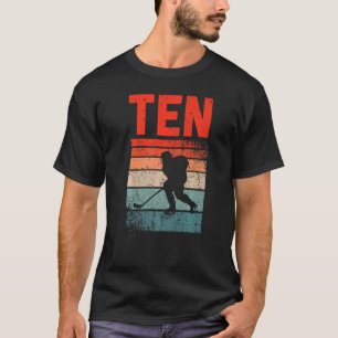 10e verjaardag Retro Ice Hockey 10 jaar oude jonge T-shirt