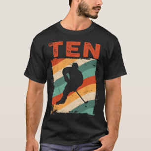 10e verjaardag Retro Ice Hockey 10 jaar oude jonge T-shirt