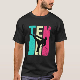 10e verjaardag Retro Karate Taekwondo 10 jaar oud T-shirt