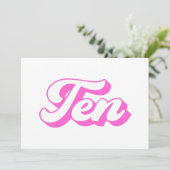 10e verjaardag Retro Meisje Kaart (Staand voorkant)