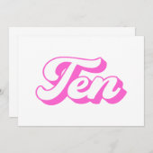 10e verjaardag Retro Meisje Kaart (Voorkant / Achterkant)