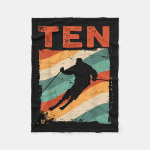 10e Verjaardag Retro Skiën 10 Jaar Oude Jongens Gi Fleece Deken