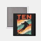 10e Verjaardag Retro Skiën 10 Jaar Oude Jongens Gi Magneet (Voorkant / Achterkant)