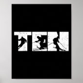 10e Verjaardag Retro Skiën 10 Jaar Oude Jongens Gi Poster (Voorkant)