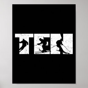 10e Verjaardag Retro Skiën 10 Jaar Oude Jongens Gi Poster