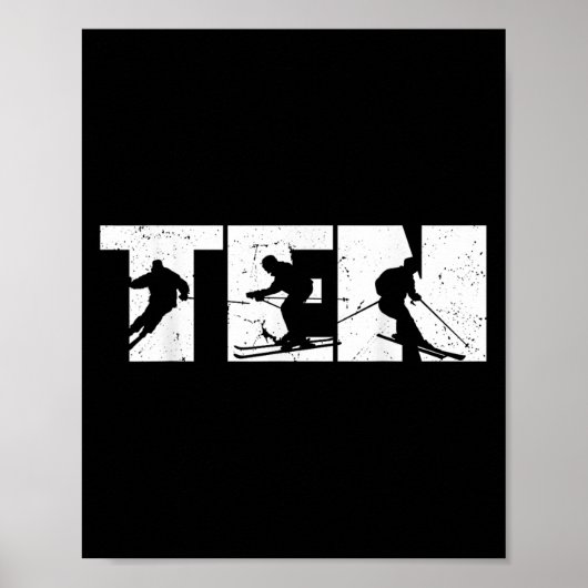 10e Verjaardag Retro Skiën 10 Jaar Oude Jongens Gi Poster (Voorkant)