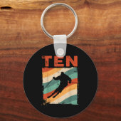 10e Verjaardag Retro Skiën 10 Jaar Oude Jongens Gi Sleutelhanger (Voorkant)