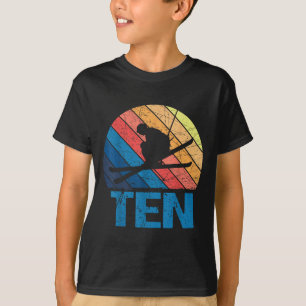 10e Verjaardag Retro Skiën 10 Jaar Oude Jongens Gi T-shirt