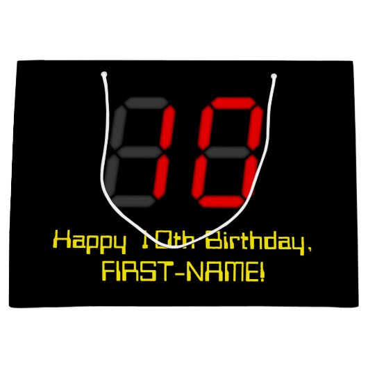 10e verjaardag: Rode digitale klokstijl "10" + naa Groot Cadeauzakje (Voorkant)