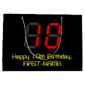 10e verjaardag: Rode digitale klokstijl "10" + naa Groot Cadeauzakje (Achterkant)