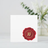 10e verjaardag rode waszegel kaart (Staand voorkant)