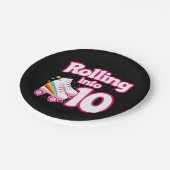 10e verjaardag rolschaatsen 10 jaar oud Schaats Papieren Bordje (Gekanteld)