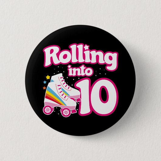 10e verjaardag rolschaatsen 10 jaar oud Schaats Ronde Button 5,7 Cm (Voorkant)