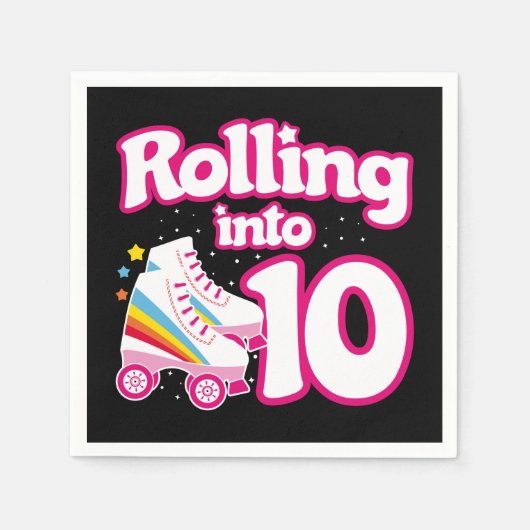 10e verjaardag rolschaatsen 10 jaar oud Schaats Servet (Voorkant)