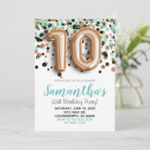 10e verjaardag Roos Gold Mint Confetti Kaart (Staand voorkant)