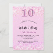 10e verjaardag roze confetti meisje party luxe kaart (Voorkant)