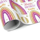 10e Verjaardag Roze Glitter Custom Name Cadeaupapier (Rol Hoek)