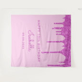 10e verjaardag roze glitter drip girl wandkleed (Voorkant (horizontaal))