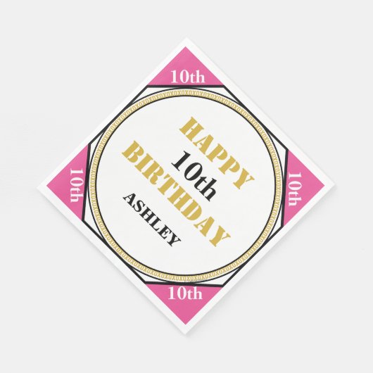 10e verjaardag Roze goud Servet (Hoek)