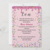 10e verjaardag roze ijsjes en strooisel kaart (Voorkant)