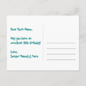 10e verjaardag: roze strepen & harten, regenboog 1 briefkaart (Achterkant)