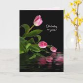 10e verjaardag roze tulpen in water kaart (Gele Bloem)