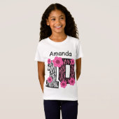 10e verjaardag Roze Zebra Aangepaste naam B01 T-shirt (Voorkant volledig)