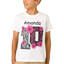 10e verjaardag Roze Zebra Aangepaste naam B01