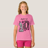 10e verjaardag Roze Zebra Aangepaste naam V025A4A T-shirt (Voorkant volledig)