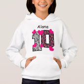 10e verjaardag Roze Zebra Aangepaste naam V025A7 (Voorkant)