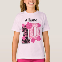 10e Verjaardag Roze Zebra Custom Naam V025A2 T-shirt
