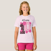 10e Verjaardag Roze Zebra Custom Naam V025A2 T-shirt (Voorkant volledig)