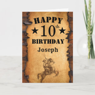 10e verjaardag Rustic Country Western Cowboy Horse Kaart