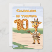 10e verjaardag Schattigee Explorer Giraffe op safa Kaart (Voorkant)