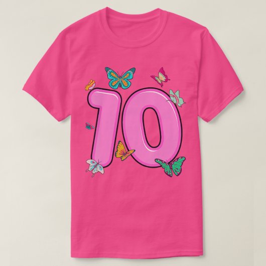 10e verjaardag Shirt Butterflies 10 jaar oude meis (Design voorkant)