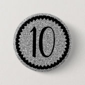 10e verjaardag Silver Glitter Classic Ronde Button 5,7 Cm (Voorkant)