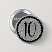10e verjaardag Silver Glitter Classic Ronde Button 5,7 Cm (Voorkant /achterkant)