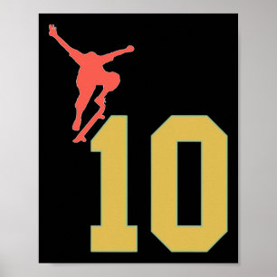 10e verjaardag Skateboardliefhebbers Skater 10 jaa Poster