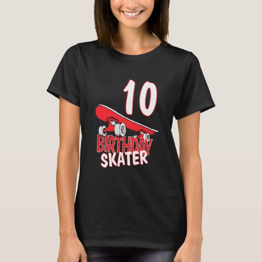 10e verjaardag Skater Kinder Schaats Park Lover B T-shirt (Voorkant)