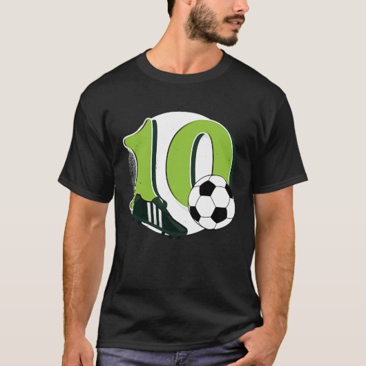 10e verjaardag Soccer Big Number 10 jaar oude Jong T-shirt (Voorkant)
