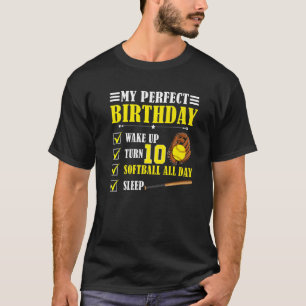 10e verjaardag Softball Speler Jongen Tien Jaar Ou T-shirt