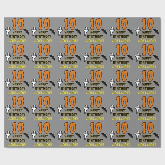 10e verjaardag: Spooky Halloween Thema, aangepaste Cadeaupapier (Vlak)