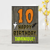 10e verjaardag: Spooky Halloween Thema, aangepaste Kaart (Gele Bloem)